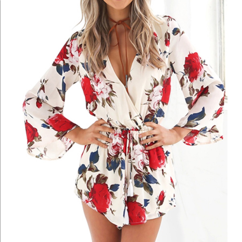 Romper / playsuit with roses - small
